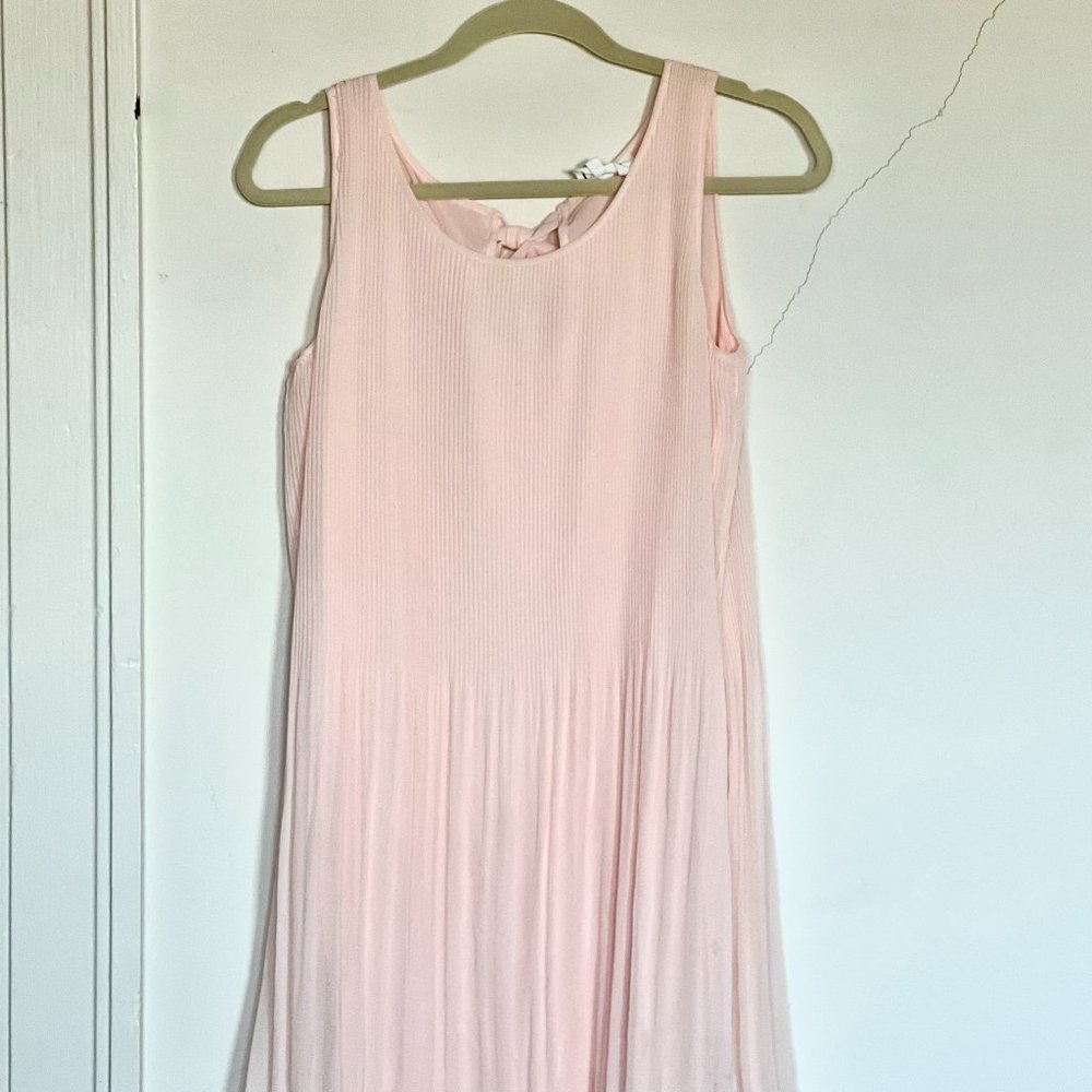 Sezane pink dress with bow, knee-length
